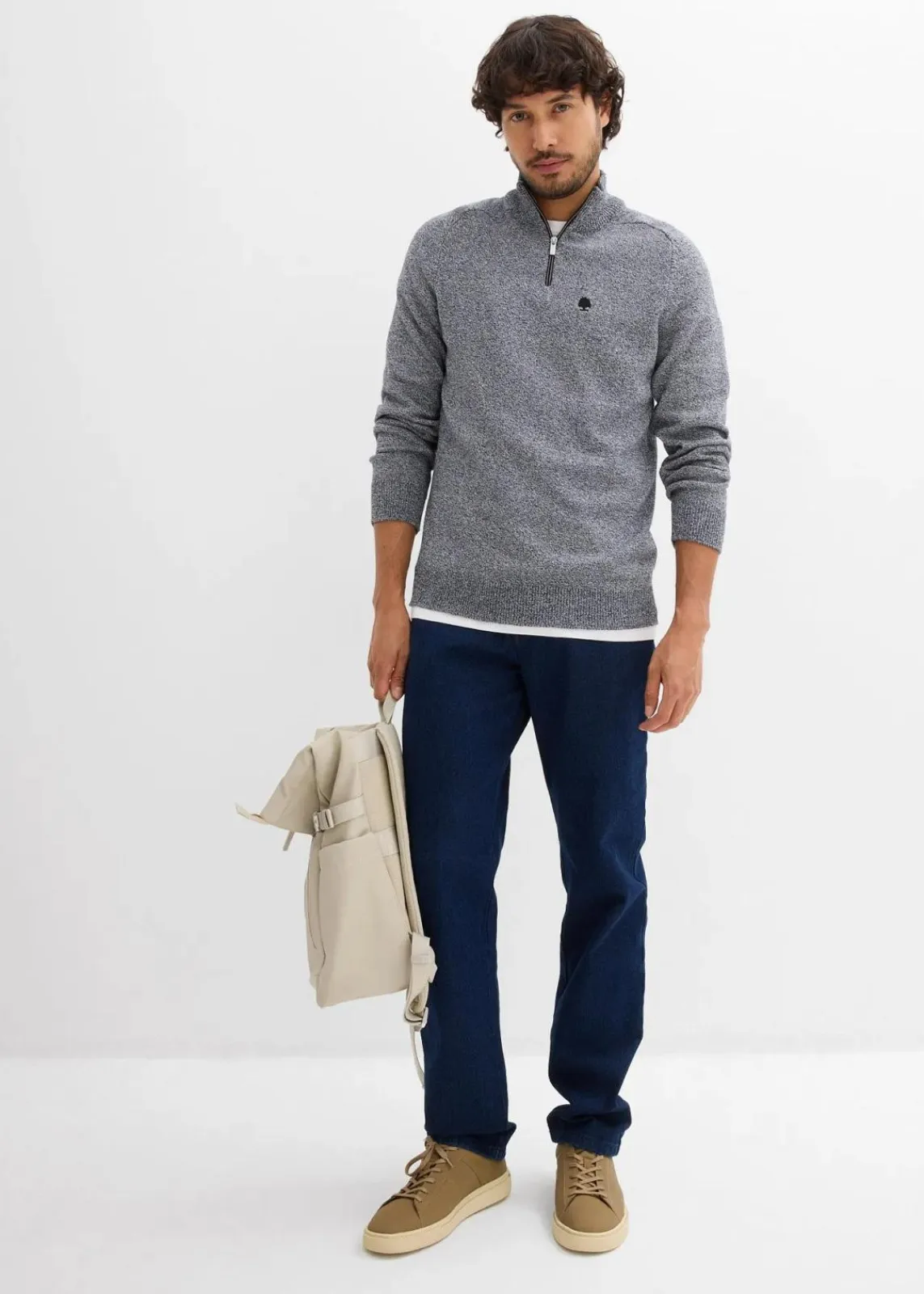 Troyer Pullover mit recycelter Baumwolle|bonprix New