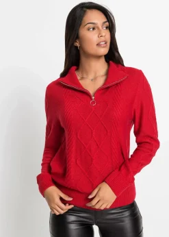 Troyer Pullover mit Zopfmuster|bonprix Online