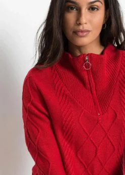 Troyer Pullover mit Zopfmuster|bonprix Online