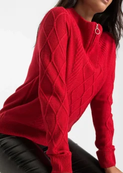 Troyer Pullover mit Zopfmuster|bonprix Online