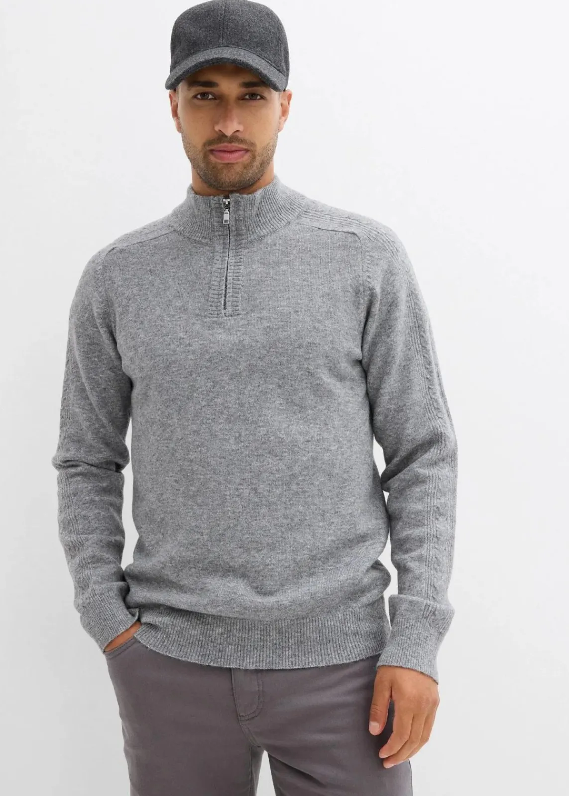 Troyer-Feinstrickpullover mit Wollanteil|bonprix Online