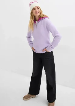 bonprix Bekleidung·Jeans|Pullover & Strickjacken|Troyer-Pullover zartflieder/dunkelfuchsia