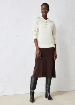 bonprix Pullover & Strickjacken|Bekleidung·Jeans|Troyer-Pullover aus Merinowolle wollweiß