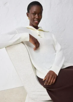 bonprix Pullover & Strickjacken|Bekleidung·Jeans|Troyer-Pullover aus Merinowolle wollweiß