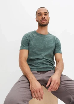 bonprix Große Größen|Basics|T-Shirt grün meliert