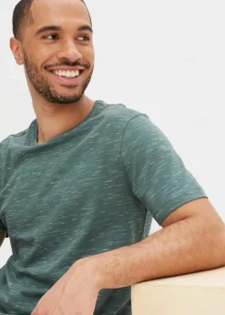bonprix Große Größen|Basics|T-Shirt grün meliert