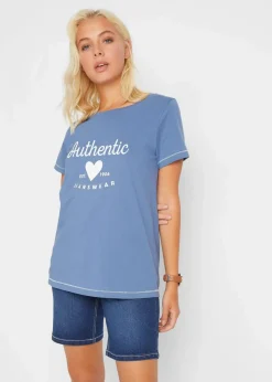 bonprix Shirts & Tops|T-Shirt jeansblau bedruckt