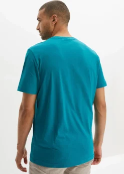 bonprix Große Größen|Shirts & Polos|T-Shirt aus reiner Baumwolle (2er Pack) dunkelblau bedruckt+kobalttürkis bedruckt