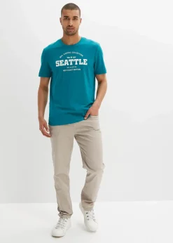 bonprix Große Größen|Shirts & Polos|T-Shirt aus reiner Baumwolle (2er Pack) dunkelblau bedruckt+kobalttürkis bedruckt