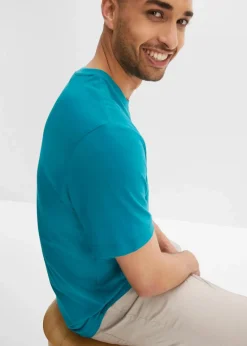 bonprix Große Größen|Shirts & Polos|T-Shirt aus reiner Baumwolle (2er Pack) dunkelblau bedruckt+kobalttürkis bedruckt