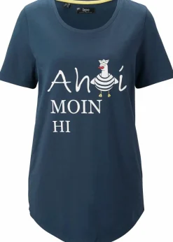 bonprix Shirts & Tops|Nachhaltigere Materialien|T-Shirt aus Baumwollmix dunkelblau bedruckt