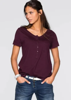 bonprix Shirts & Tops|Nachhaltigere Materialien|T-Shirt aus Baumwoll-Viskose-Mix bordeaux