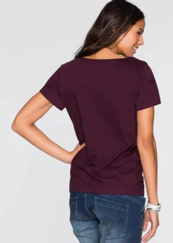 bonprix Shirts & Tops|Nachhaltigere Materialien|T-Shirt aus Baumwoll-Viskose-Mix bordeaux