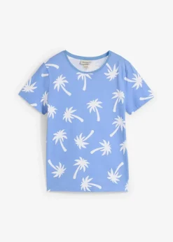 bonprix Jungen 9-16 Jahre·Shirts|Jungen 2-8 Jahre·Nachhaltigere Materialien|T-Shirt aus Bio Baumwolle mittelblau/weiß bedruckt