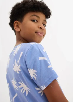 bonprix Jungen 9-16 Jahre·Shirts|Jungen 2-8 Jahre·Nachhaltigere Materialien|T-Shirt aus Bio Baumwolle mittelblau/weiß bedruckt