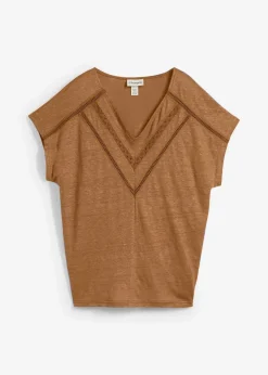 T-Shirt aus reinem Leinen mit Spitze|bonprix Online