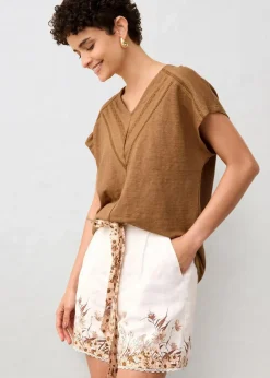 T-Shirt aus reinem Leinen mit Spitze|bonprix Online