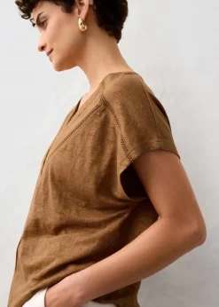 T-Shirt aus reinem Leinen mit Spitze|bonprix Online