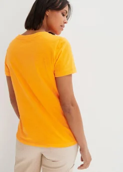 bonprix Shirts & Tops|Basics|T-Shirt aus reiner Baumwolle kürbisorange