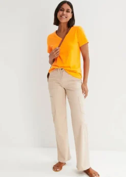 bonprix Shirts & Tops|Basics|T-Shirt aus reiner Baumwolle kürbisorange