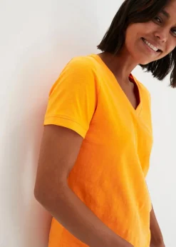bonprix Shirts & Tops|Basics|T-Shirt aus reiner Baumwolle kürbisorange
