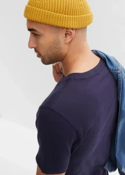 bonprix Große Größen|Shirts & Polos|T-Shirt aus reiner Baumwolle, Slim Fit dunkelblau bedruckt