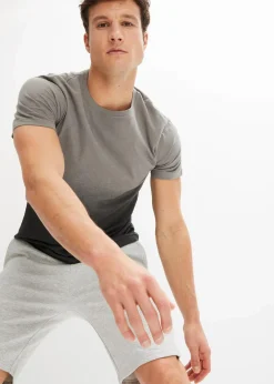 bonprix Große Größen|Shirts & Polos|T-Shirt aus reiner Baumwolle, Slim Fit rauchgrau/schwarz