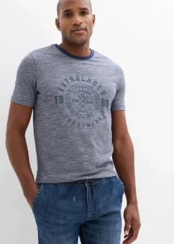 bonprix Große Größen|Shirts & Polos|T-Shirt aus reiner Baumwolle (2er Pack) dunkelblau/weiß meliert + dunkelblau