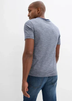 bonprix Große Größen|Shirts & Polos|T-Shirt aus reiner Baumwolle (2er Pack) dunkelblau/weiß meliert + dunkelblau