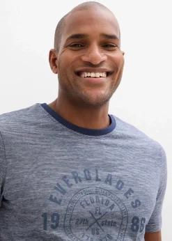 bonprix Große Größen|Shirts & Polos|T-Shirt aus reiner Baumwolle (2er Pack) dunkelblau/weiß meliert + dunkelblau