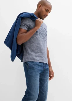 bonprix Große Größen|Shirts & Polos|T-Shirt aus reiner Baumwolle (2er Pack) dunkelblau/weiß meliert + dunkelblau