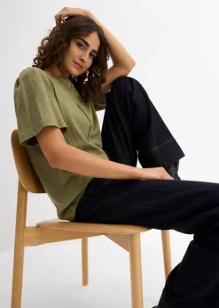 bonprix Shirts & Tops|Nachhaltigere Materialien|T-Shirt aus reiner Baumwolle oliv