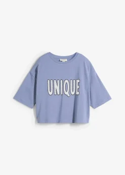 bonprix Shirts & Tops|T-Shirt aus reiner Baumwolle blau/weiß bedruckt