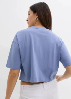 bonprix Shirts & Tops|T-Shirt aus reiner Baumwolle blau/weiß bedruckt