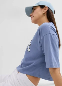 bonprix Shirts & Tops|T-Shirt aus reiner Baumwolle blau/weiß bedruckt