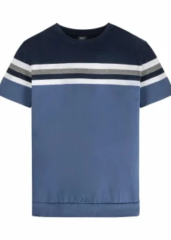 bonprix Große Größen|Shirts & Polos|T-Shirt aus reiner Baumwolle hellindigo gestreift