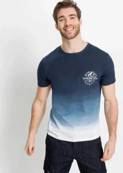 bonprix Große Größen|Shirts & Polos|T-Shirt aus reiner Baumwolle dunkelblau bedruckt