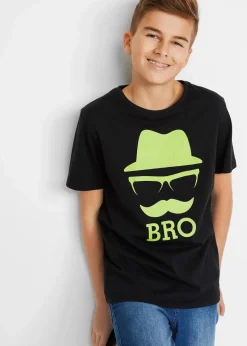 bonprix Jungen 9-16 Jahre·Shirts|T-Shirt aus reiner Baumwolle schwarz bedruckt