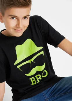 bonprix Jungen 9-16 Jahre·Shirts|T-Shirt aus reiner Baumwolle schwarz bedruckt