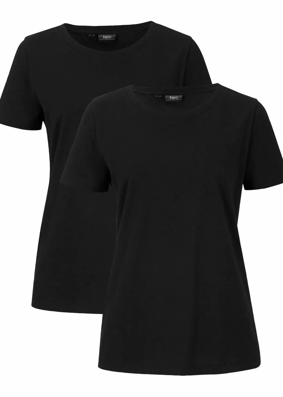 bonprix Bekleidung·Röcke|Basics|T-Shirt aus reiner Baumwolle (2er Pack) schwarz + schwarz