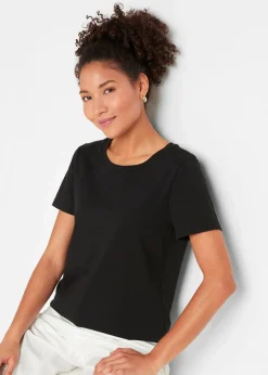 bonprix Bekleidung·Röcke|Basics|T-Shirt aus reiner Baumwolle (2er Pack) schwarz + schwarz