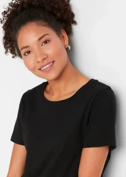 bonprix Bekleidung·Röcke|Basics|T-Shirt aus reiner Baumwolle (2er Pack) schwarz + schwarz