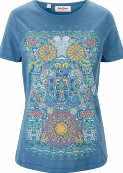 bonprix Nachhaltigere Materialien|Shirts & Tops|T-Shirt aus reiner Baumwolle jeansblau bedruckt