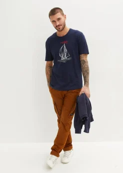 bonprix Große Größen|Shirts & Polos|T-Shirt aus reiner Bio-Baumwolle (2er Pack) dunkelblau+abendrot bedruckt