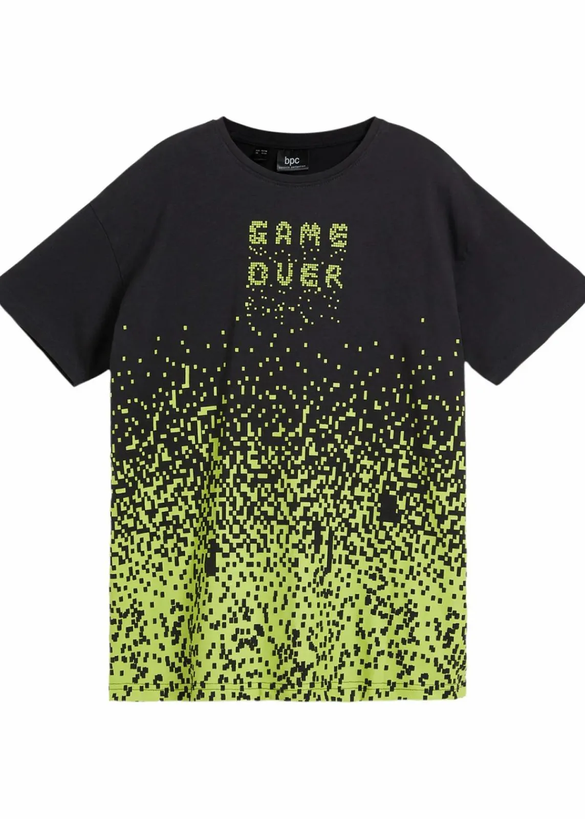 bonprix Jungen 9-16 Jahre·Shirts|Jungen 2-8 Jahre·Nachhaltigere Materialien|T-Shirt aus reiner Bio-Baumwolle schwarz/blattgrün graphisch bedruckt