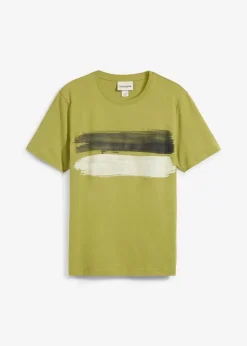 bonprix Shirts & Polos|Große Größen|T-Shirt aus reiner Bio-Baumwolle goldoliv quer gestreift