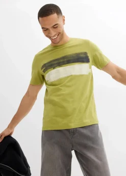 bonprix Shirts & Polos|Große Größen|T-Shirt aus reiner Bio-Baumwolle goldoliv quer gestreift