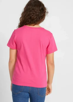 bonprix Mädchen 2-8 Jahre·Nachhaltigere Materialien|Mädchen 9-16 Jahre·Nachhaltigere Materialien|T-Shirt aus reiner Bio-Baumwolle (2er Pack) hellmint + dunkelpink