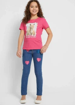 bonprix Mädchen 2-8 Jahre·Nachhaltigere Materialien|Mädchen 9-16 Jahre·Nachhaltigere Materialien|T-Shirt aus reiner Bio-Baumwolle (2er Pack) hellmint + dunkelpink