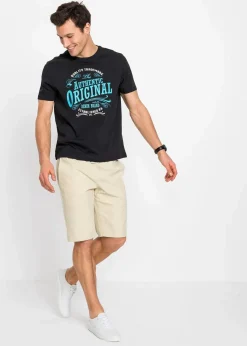 bonprix Große Größen|Shirts & Polos|T-Shirt aus reiner Bio-Baumwolle (2er Pack) schwarz+türkis bedruckt